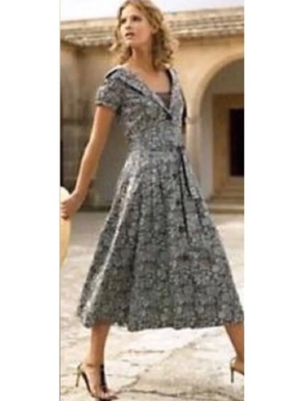 Peruvian Connection Button Front Midi Shirt Dress 4 Blue Brown Print Boho - Picture 6 of 6